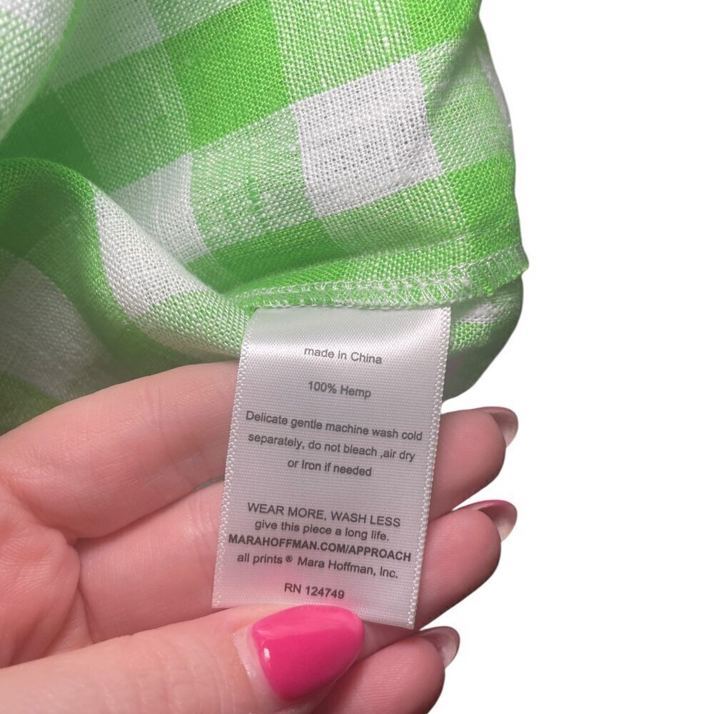Mara Hoffman Aviva Green Checkered Midi Dress XS | 100% Hemp | NWOT - Picture 5 of 6